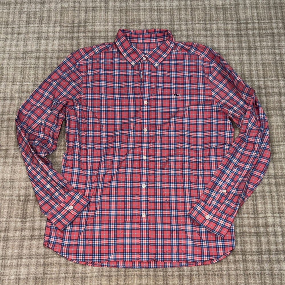 Vineyard Vines Performance Red Plaid Men's Shirt
